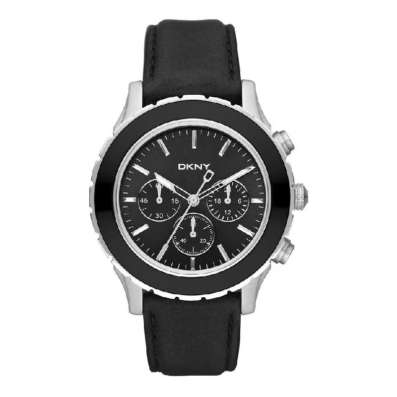 DKNY Men's NY1515 Chronograph Chronograph Black Leather Watch