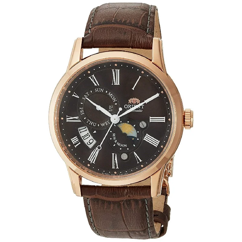 Orient Men's FAK00003T0 Sun and Moon Moonphase Automatic Brown Leather Watch