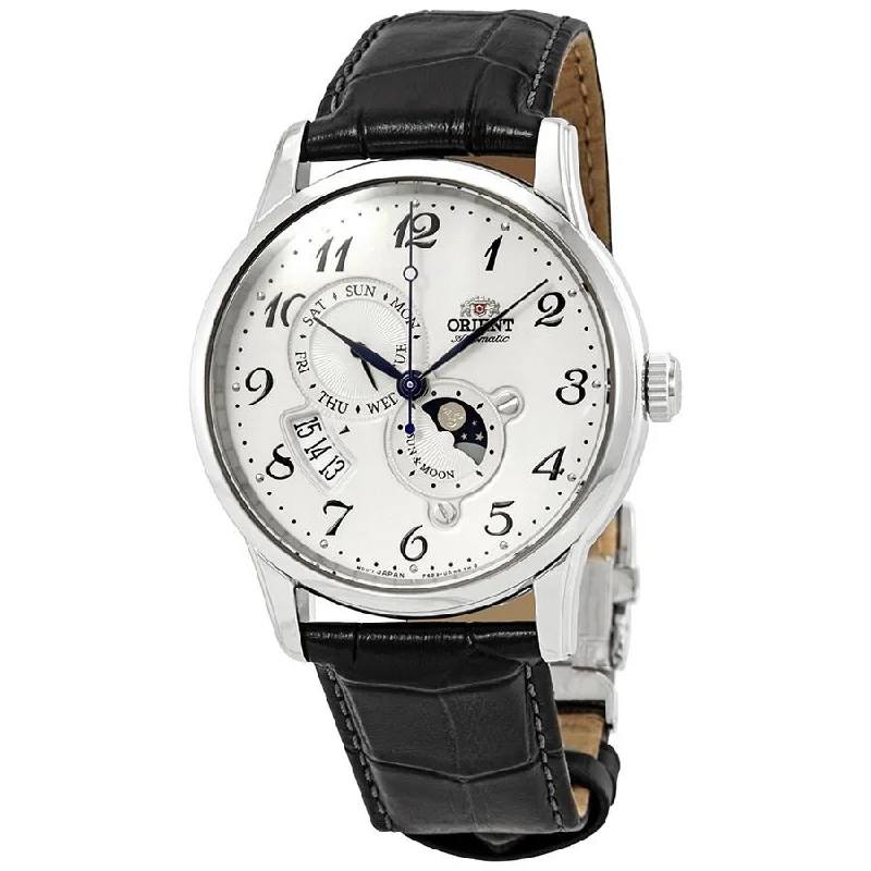 Orient Men's RA-AK0003S10B Classic Moonphase Automatic Black Leather Watch