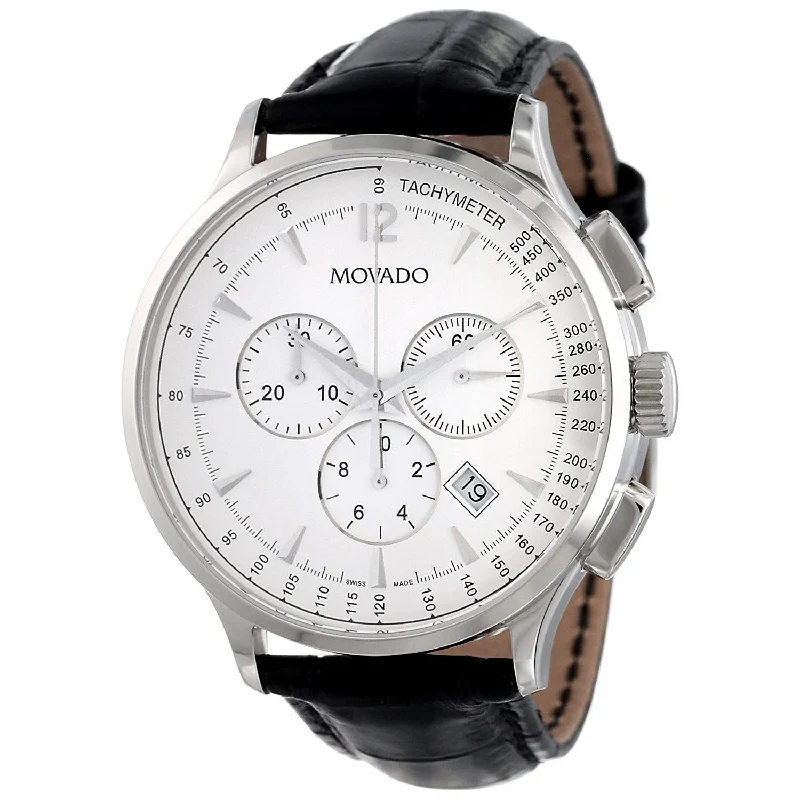 Movado Men's 0606575 Circa Chronograph Black Leather Watch