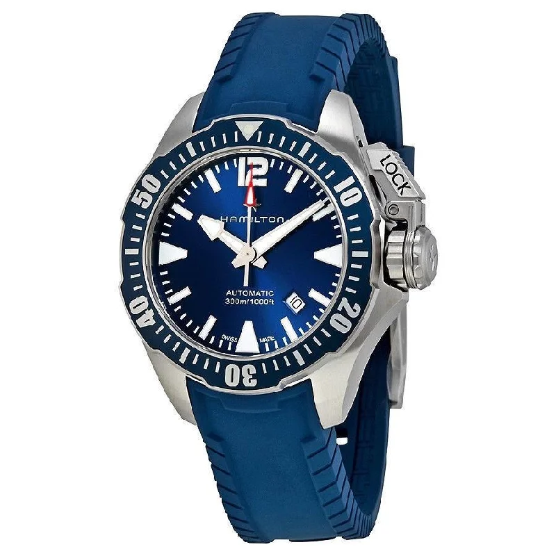 Hamilton Men's H77705345 Khaki Navy Automatic Blue Rubber Watch