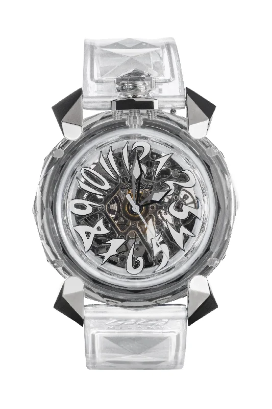 Gagà Milano Watch Crystal 46mm Skeleton White