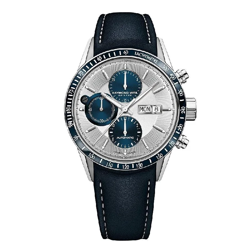 Raymond Weil Men's 7731-SC3-65521 Freelancer Chronograph Automatic Blue Leather Watch