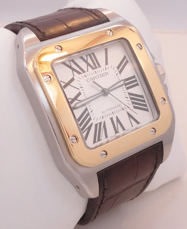 Cartier Santos 100 2656 W20072X7 Automatic 18K Yellow Gold Stainless Steel Watch