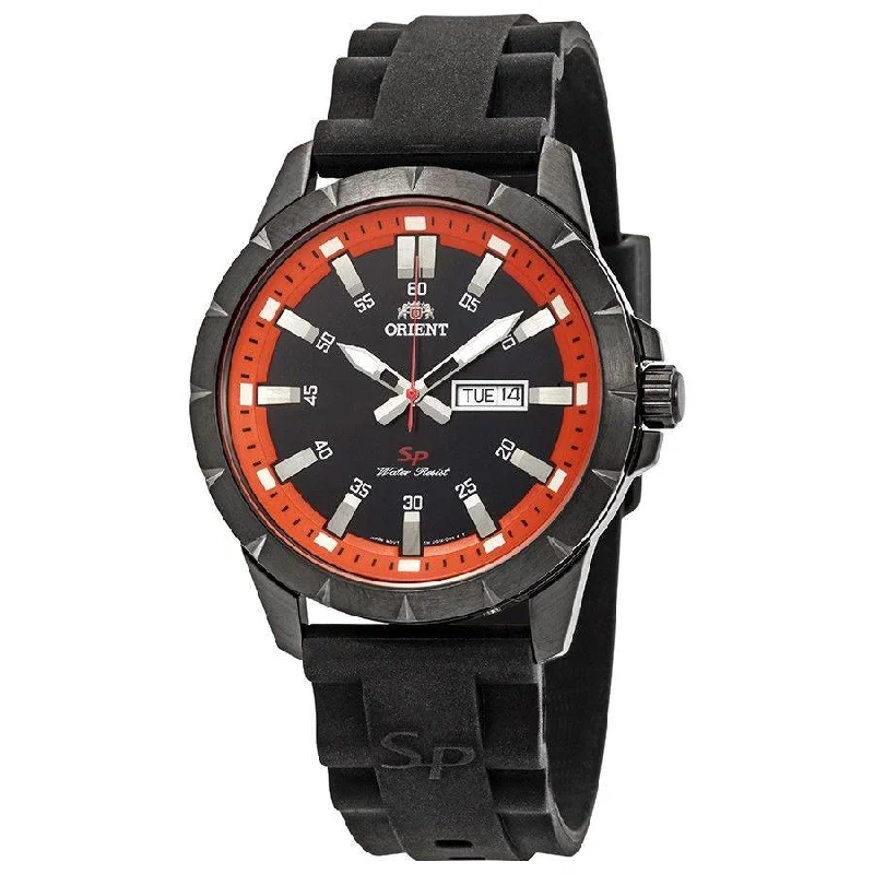 Orient Men's FUG1X009B9 SP Day Date Black Silicone Watch