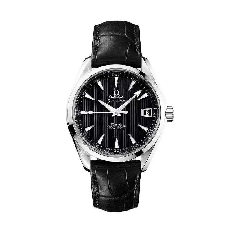 Omega Men's 231.13.39.21.01.001 Seamaster Aqua Terra Black Leather Watch