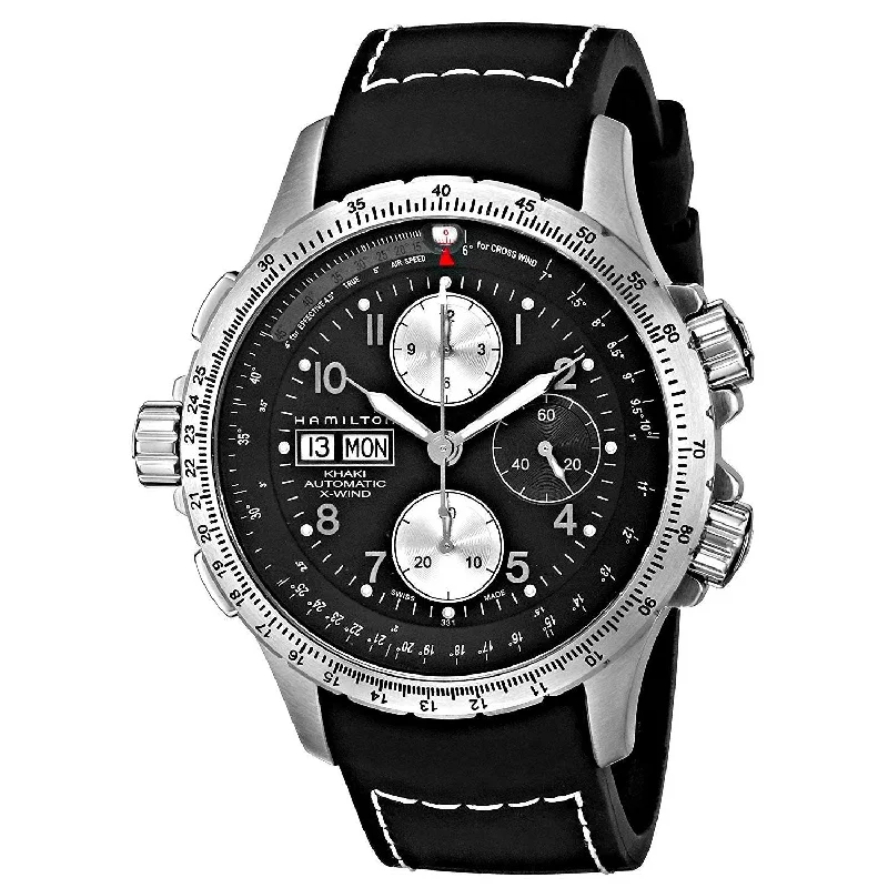 Hamilton Men's H77616333 Khaki X-Wind Chronograph Automatic Black Rubber Watch