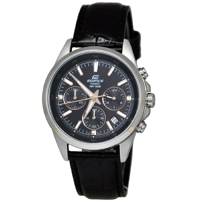 Casio Men's EFR527L-1A Edifice Chronograph Black Leather Watch