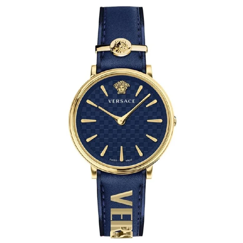 Versace Ladies Watch V-Circle 38mm Blue Gold VE8104522