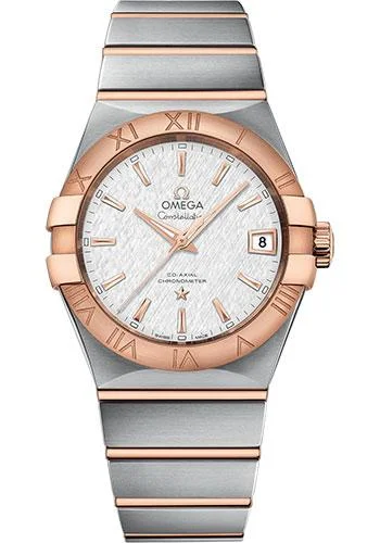 Omega Constellation Co-Axial Watch - 38 mm Steel And Red Gold Case - White -Silvery Dial - 123.20.38.21.02.007