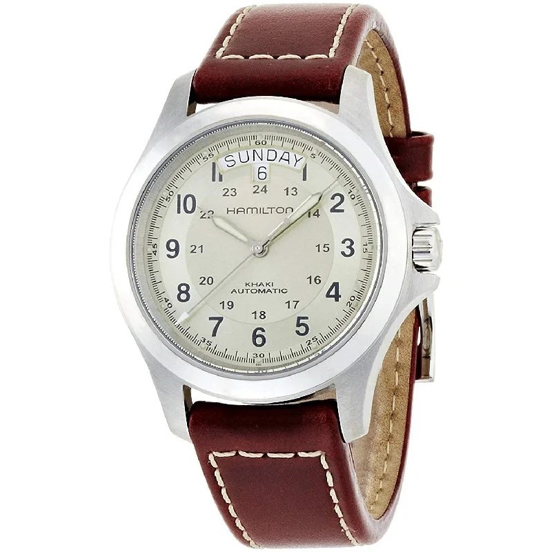 Hamilton Men's H64455523 Khaki Field King Automatic Brown Leather Watch