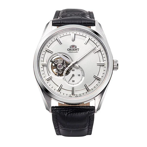 Orient Semi Skeleton Open Heart Men's Silver Watch RA-AR0004S30B