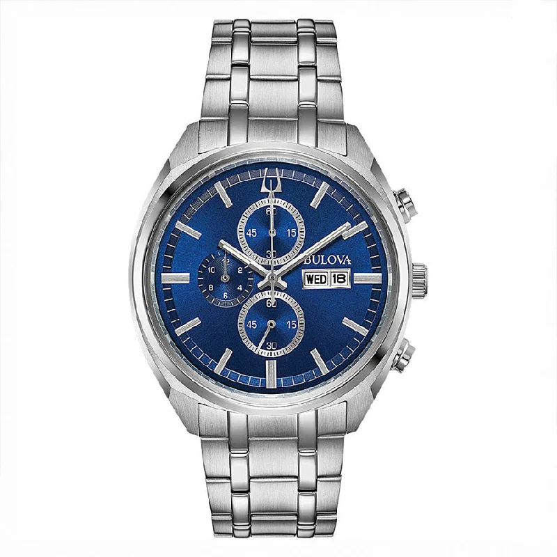 Bulova Men's 96C136 Classic Chronograph Blue Dial Watch