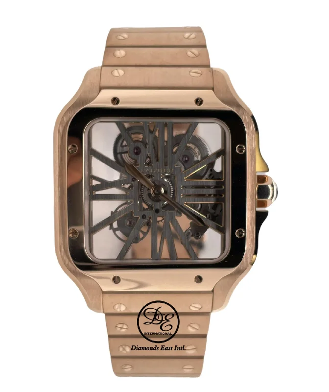 Cartier Santos Skeleton WHSA0016 18k Rose Gold UNWORN