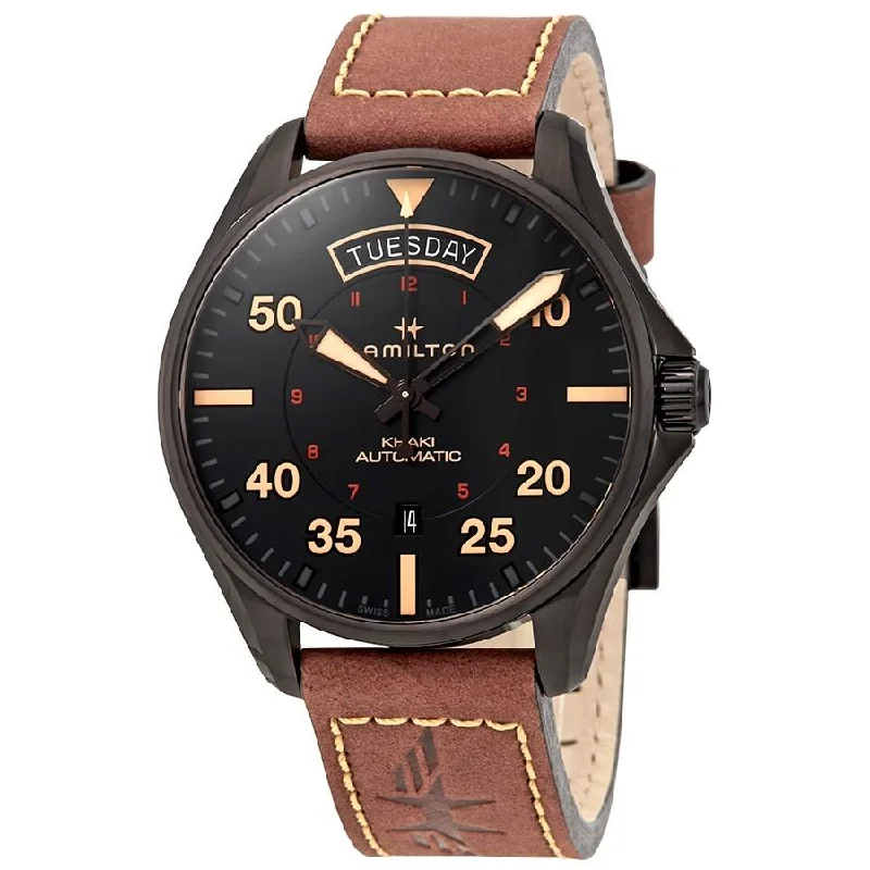 Hamilton Men's H64605531 Khaki Pilot Automatic Brown Leather Watch