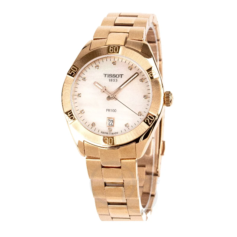 Tissot Ladies Watch PR 100 Classic 36mm  White Rose Gold T1019103311600