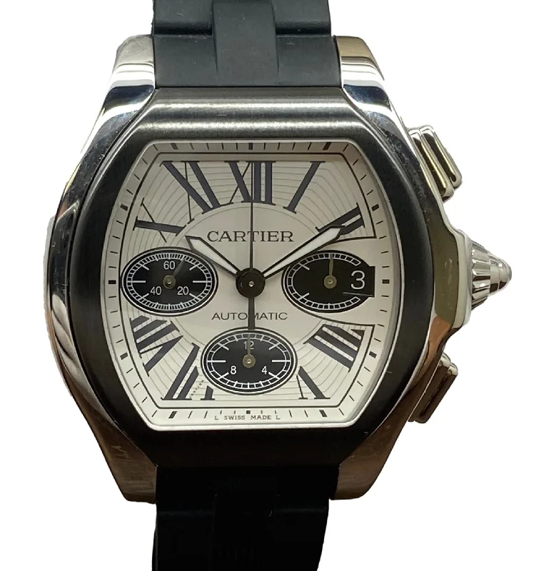 Cartier XL Roadster 3405 Chronograph W6206020 Silvered Opaline Dial Automatic Men's Watch