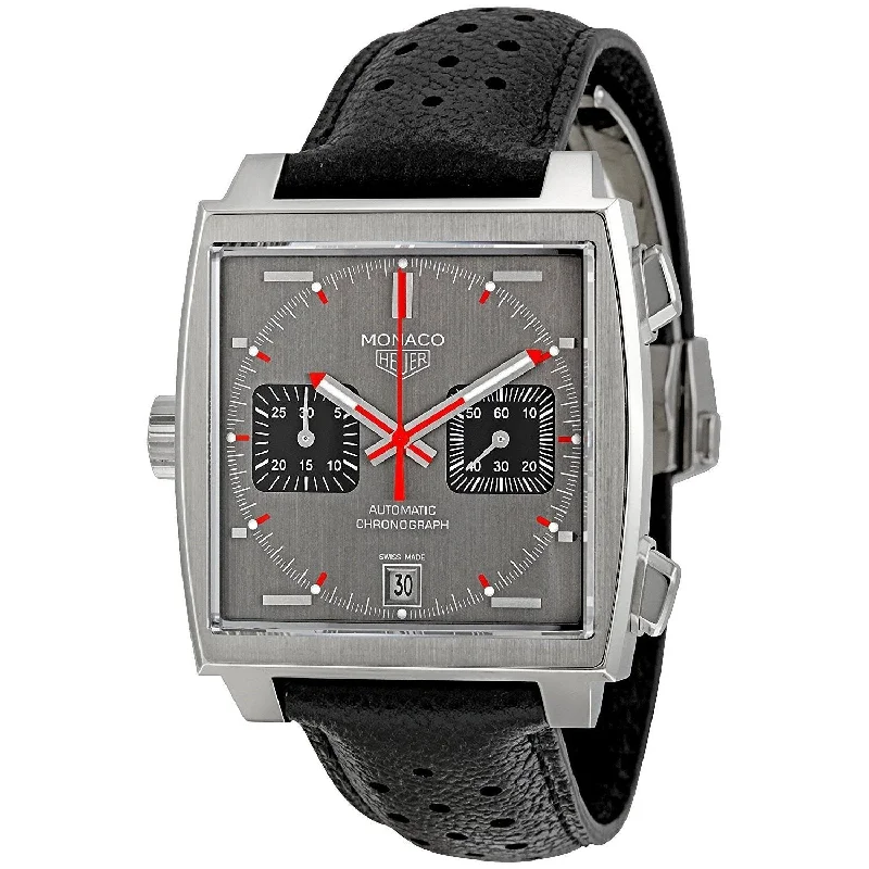 Tag Heuer Men's CAW211B.FC6241 Monaco Chronograph Automatic Black Leather Watch