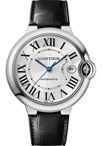 Cartier Ballon Bleu de Cartier Watch - 40 mm Steel Case - Silvered Dial - Interchangeable Black Leather Strap - WSBB0039