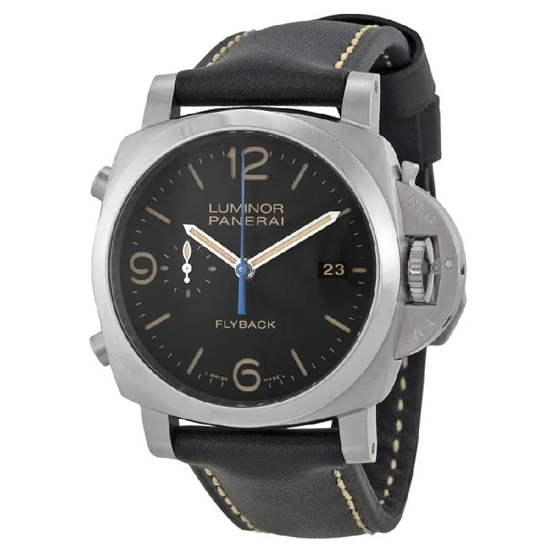 Panerai Men's PAM00524 Luminor 1950 Flyback 3 Days Black Leather Watch