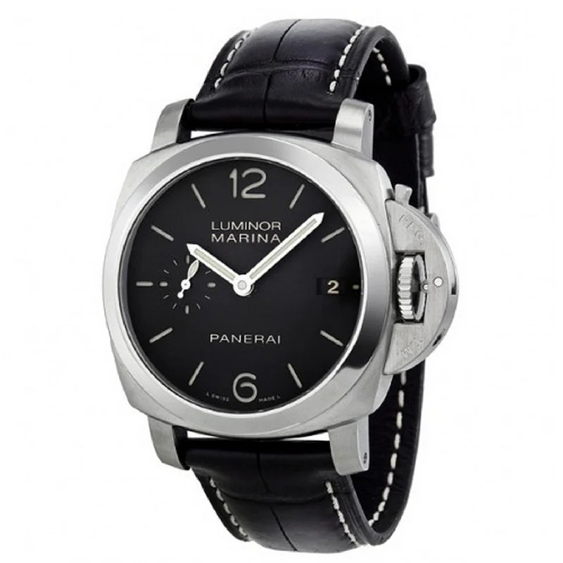 Panerai Men's PAM00392 Luminor Marina 1950 Acciaio 3 Days Automatic Black Leather Watch