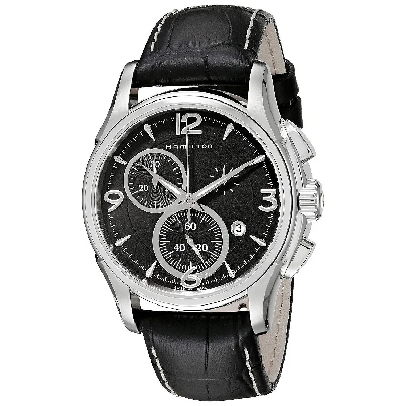 Hamilton Men's H32612735 Jazzmaster Chronograph Black Leather Watch