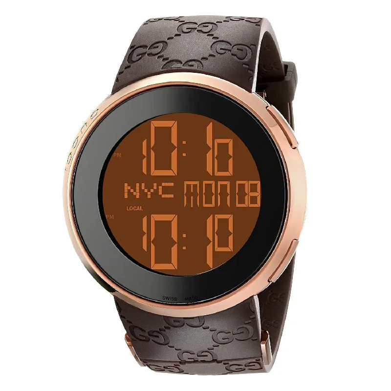 Gucci Men's YA114209 114 I-Gucci Digital Brown Rubber Watch