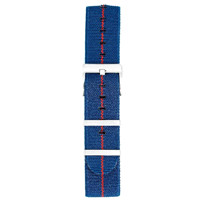 Watch Nato Strap 20mm Elasticated Nylon Blue Red