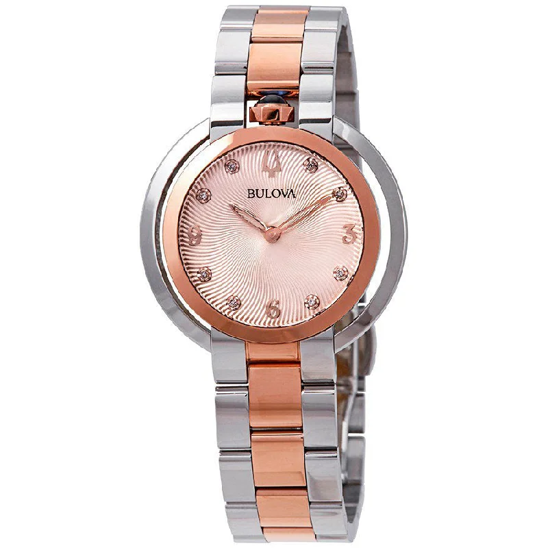 Bulova Ladies 98P174 Rubaiyat Diamond Rose Gold Dial Watch