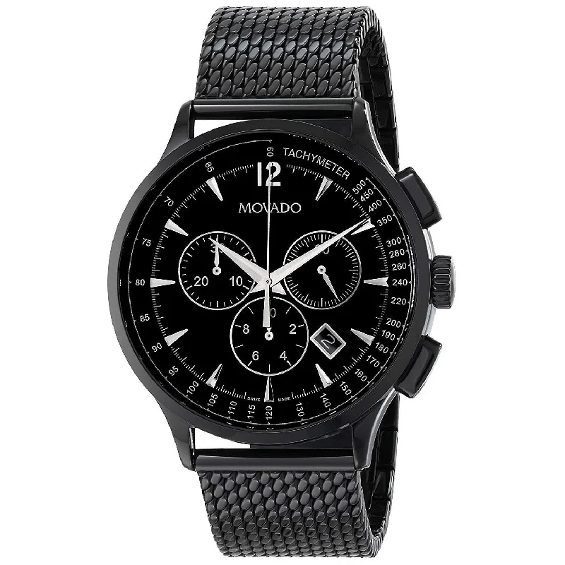 Movado Men's 0606804 Circa Chronograph Black Stainless Steel Watch