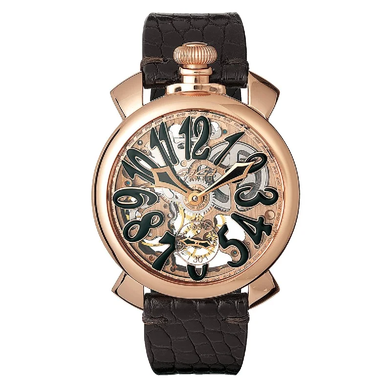 GaGà Milano Watch Skeleton 48MM Rose Gold Black