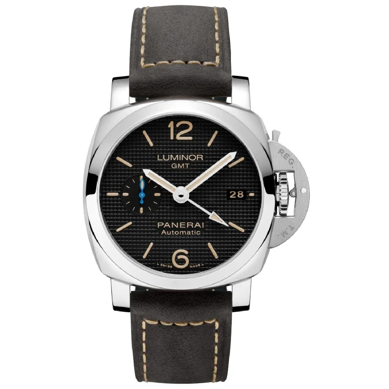 Panerai Men's PAM01535 Luminor Chronograph Automatic GMT Brown Leather Watch