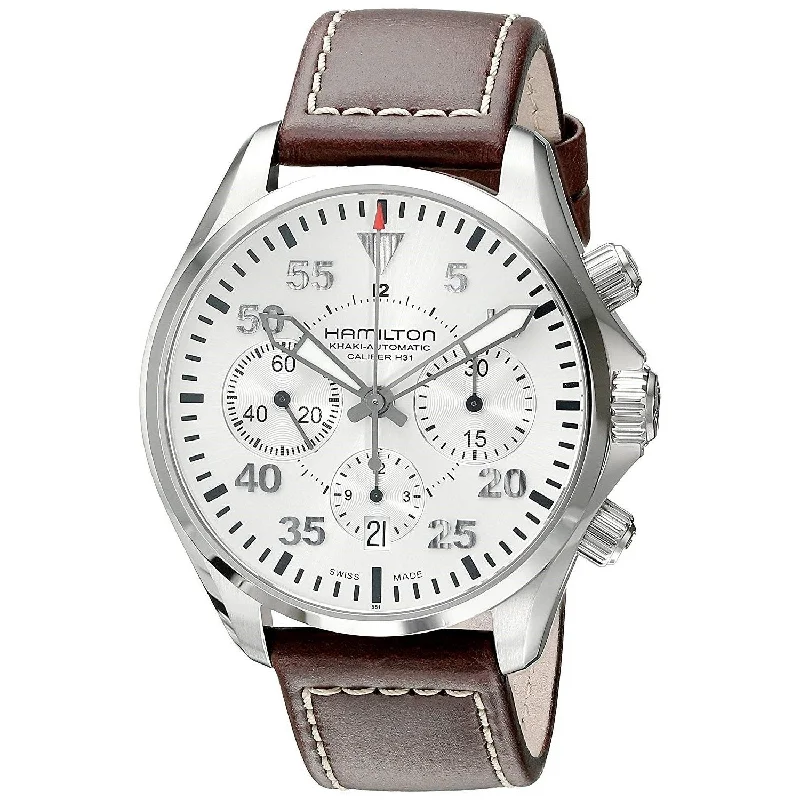 Hamilton Men's H64666555 Khaki Aviation Chronograph Automatic Brown Leather Watch